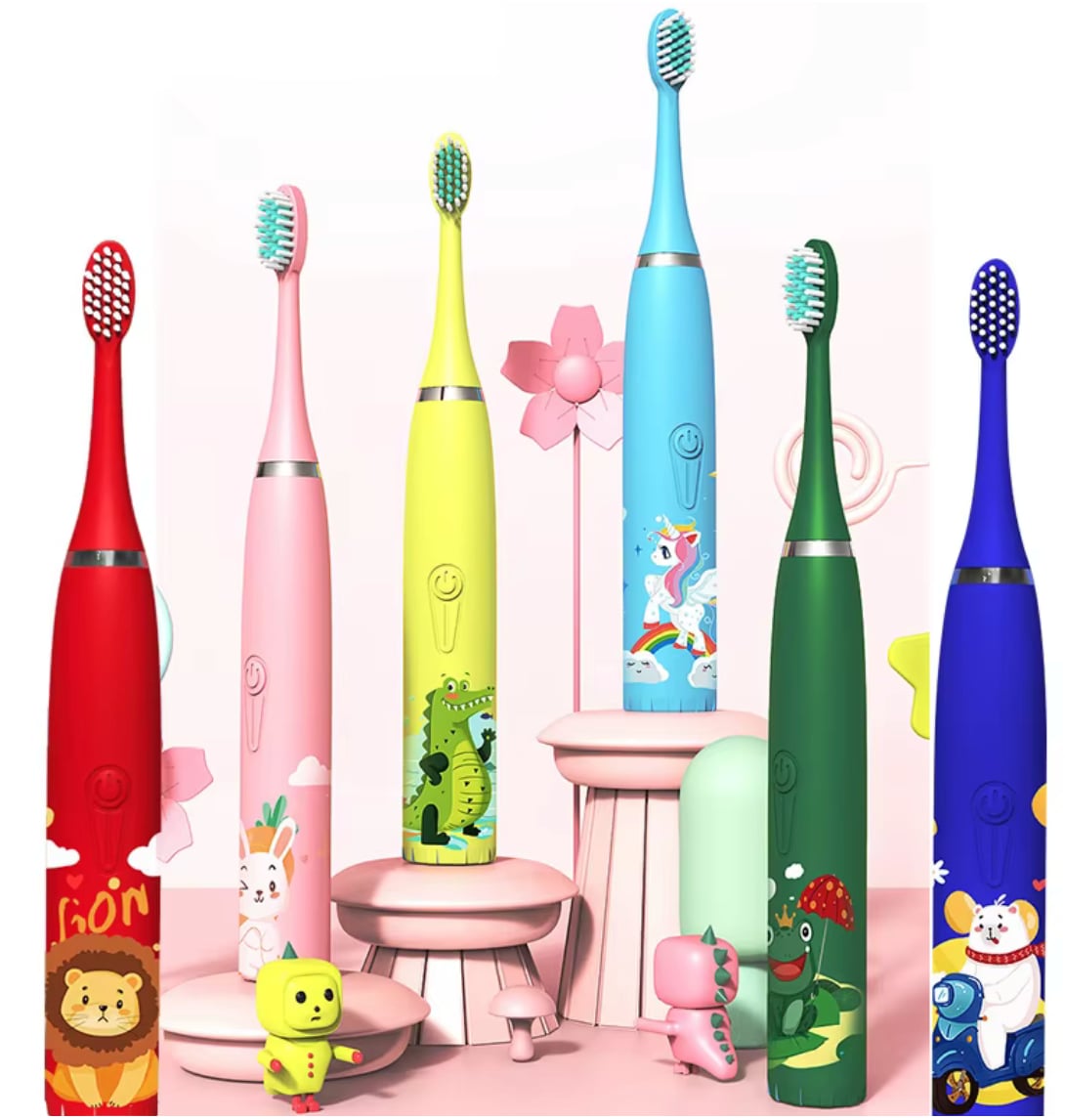 Детска електрическа четка за зъби с вграден таймер и 4 допълнителни глави за четки