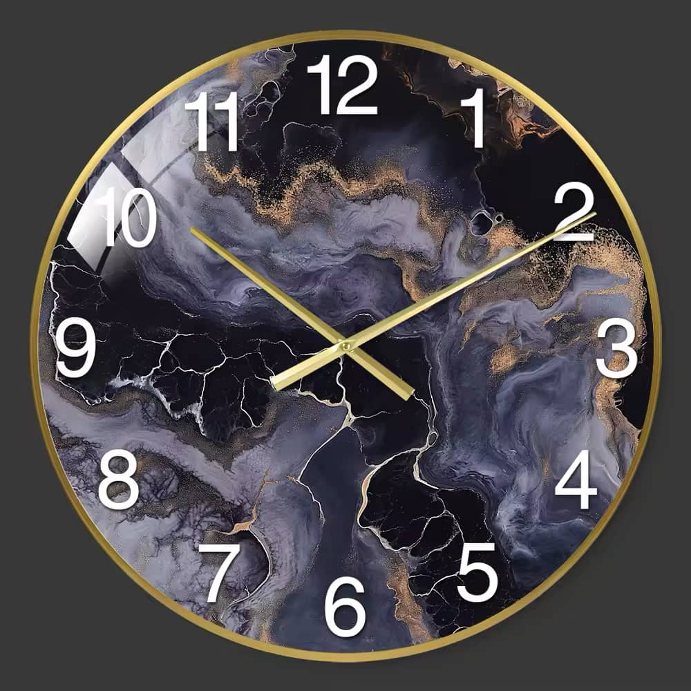 Модерен стенен стъклен часовник с мраморен дизайн