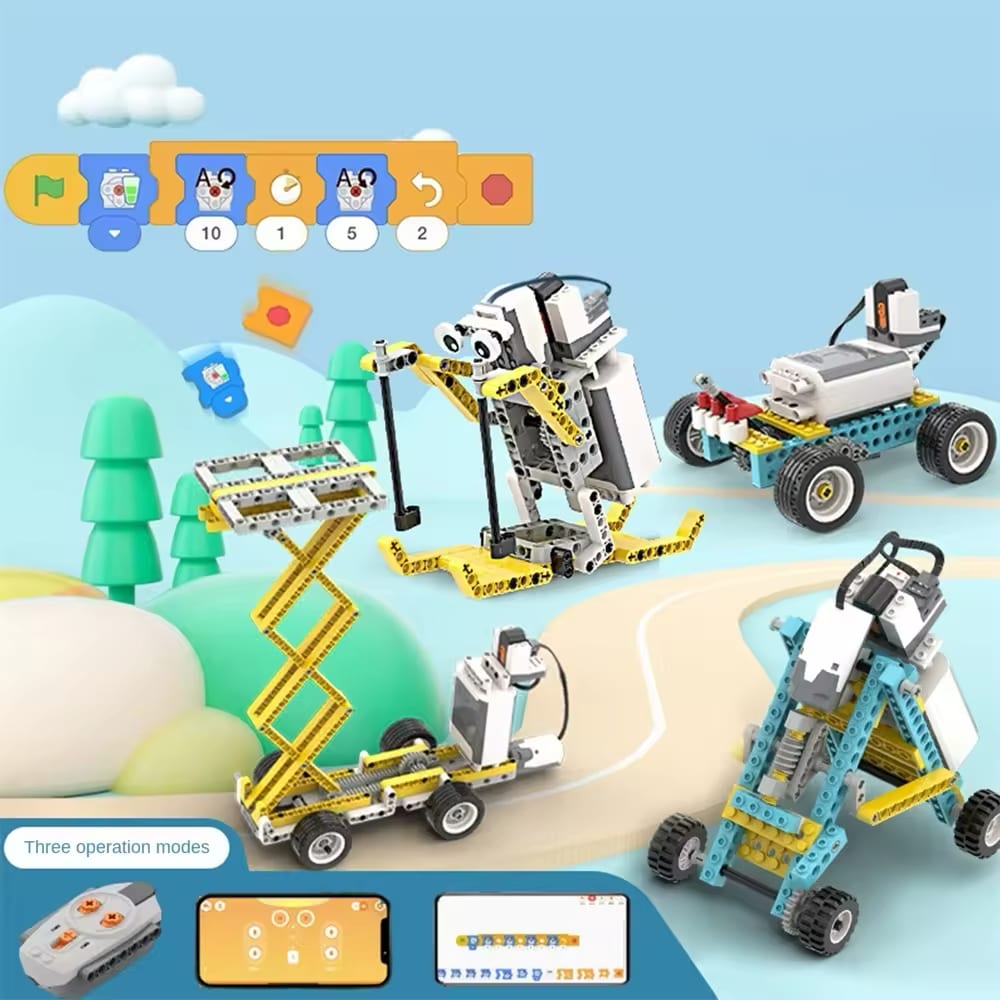Роботизиран комплект за бъдещи инженери 50-в-1 - Интелигентен набор от 606 части „Направи си сам“ с дистанционно управление