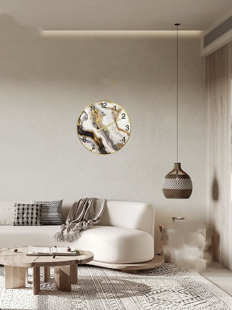 Модерен стенен стъклен часовник с мраморен дизайн