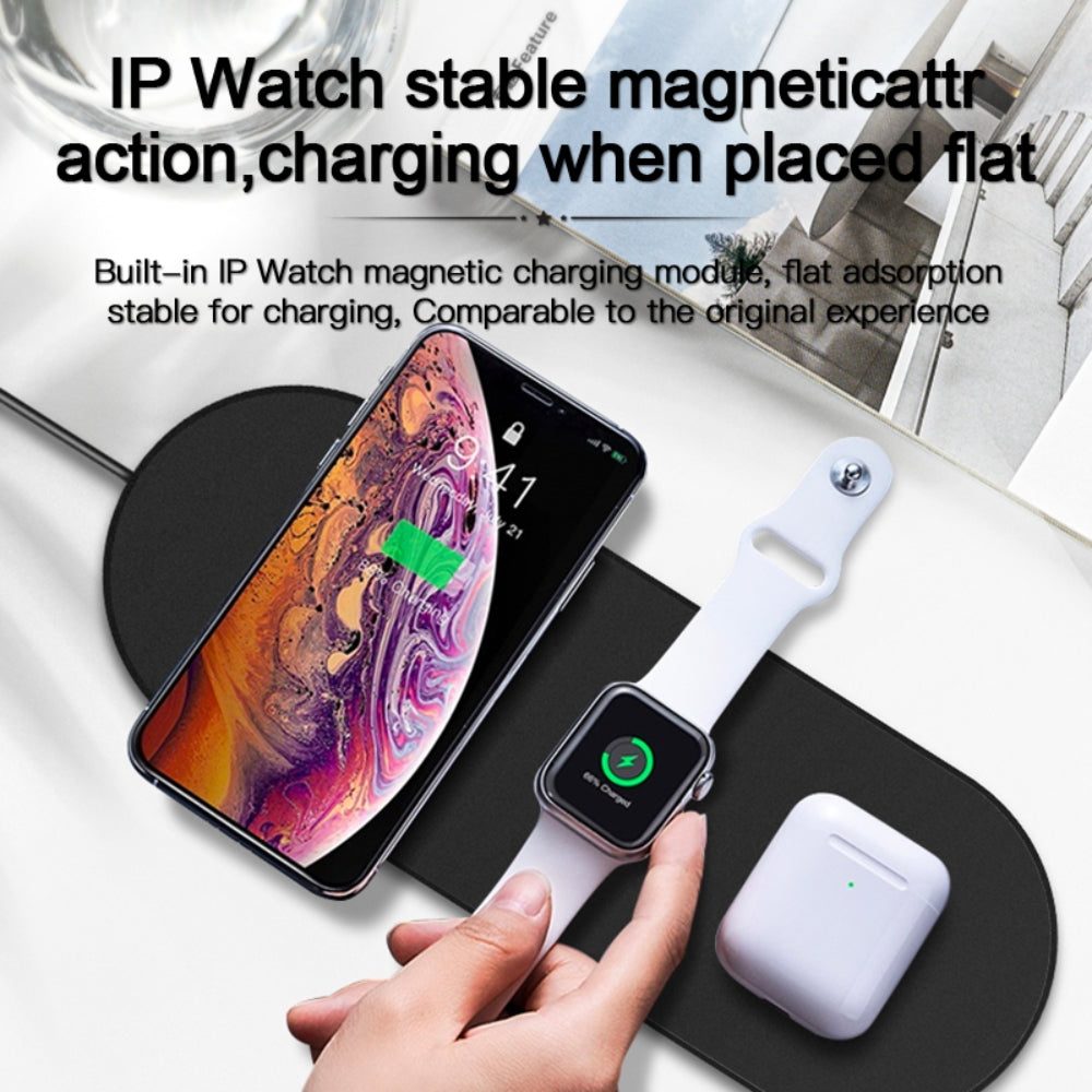 Безжично зарядно 3 в 1 за мобилен телефон, слушалки и часовник