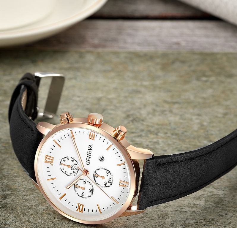 Мъжки часовник с кожена каишка