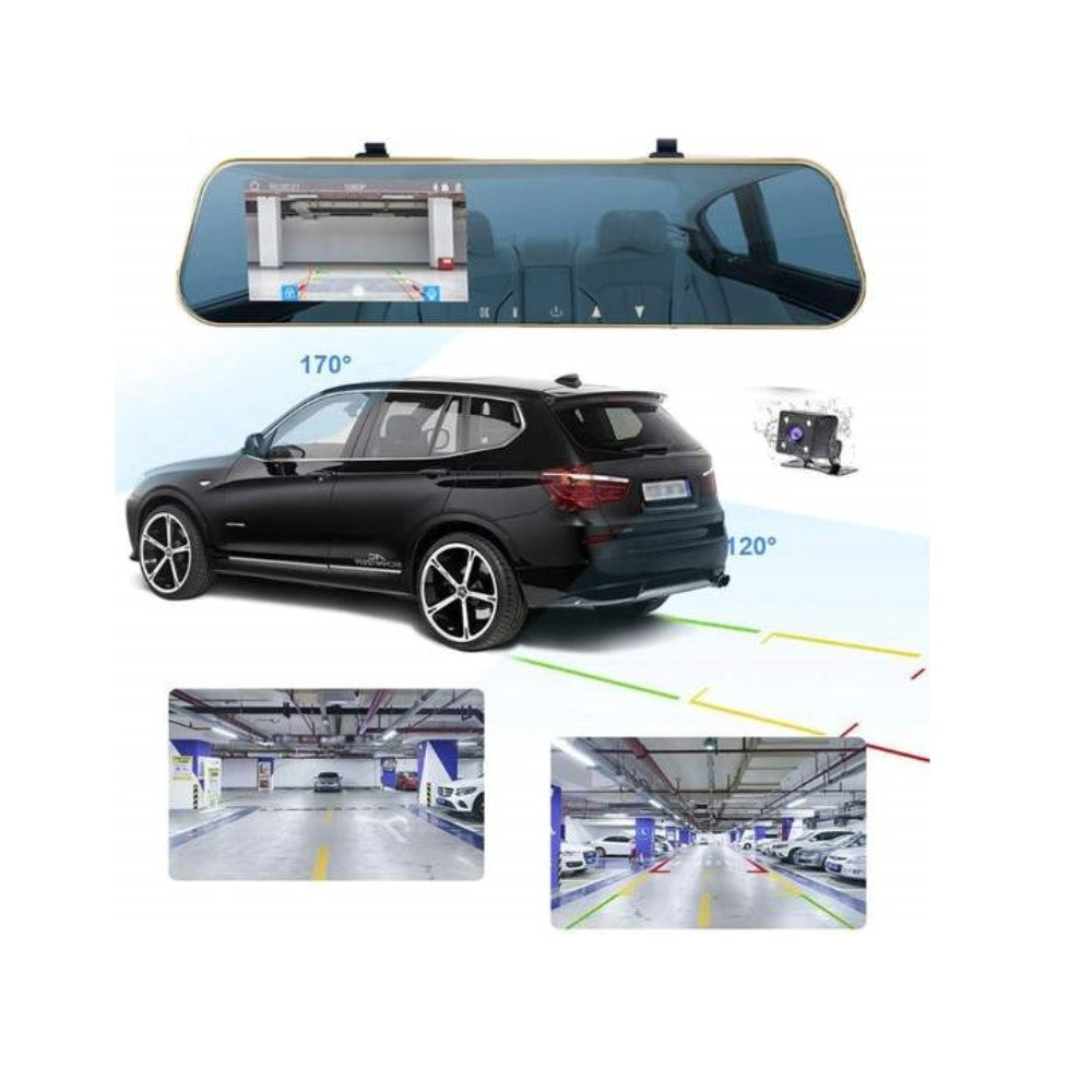 Огледало за обратно виждане с камера за кола с 4,3-инчов LCD екран и записващо устройство