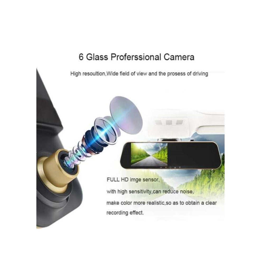 Огледало за обратно виждане с камера за кола с 4,3-инчов LCD екран и записващо устройство