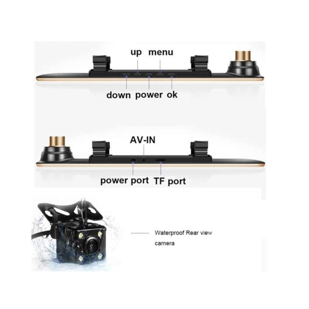 Огледало за обратно виждане с камера за кола с 4,3-инчов LCD екран и записващо устройство