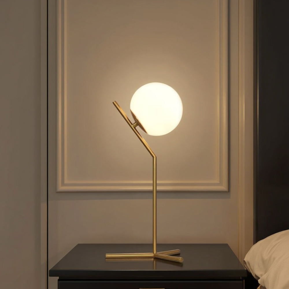 Дизайнерска настолна лампа Alaris, стъкло, метал