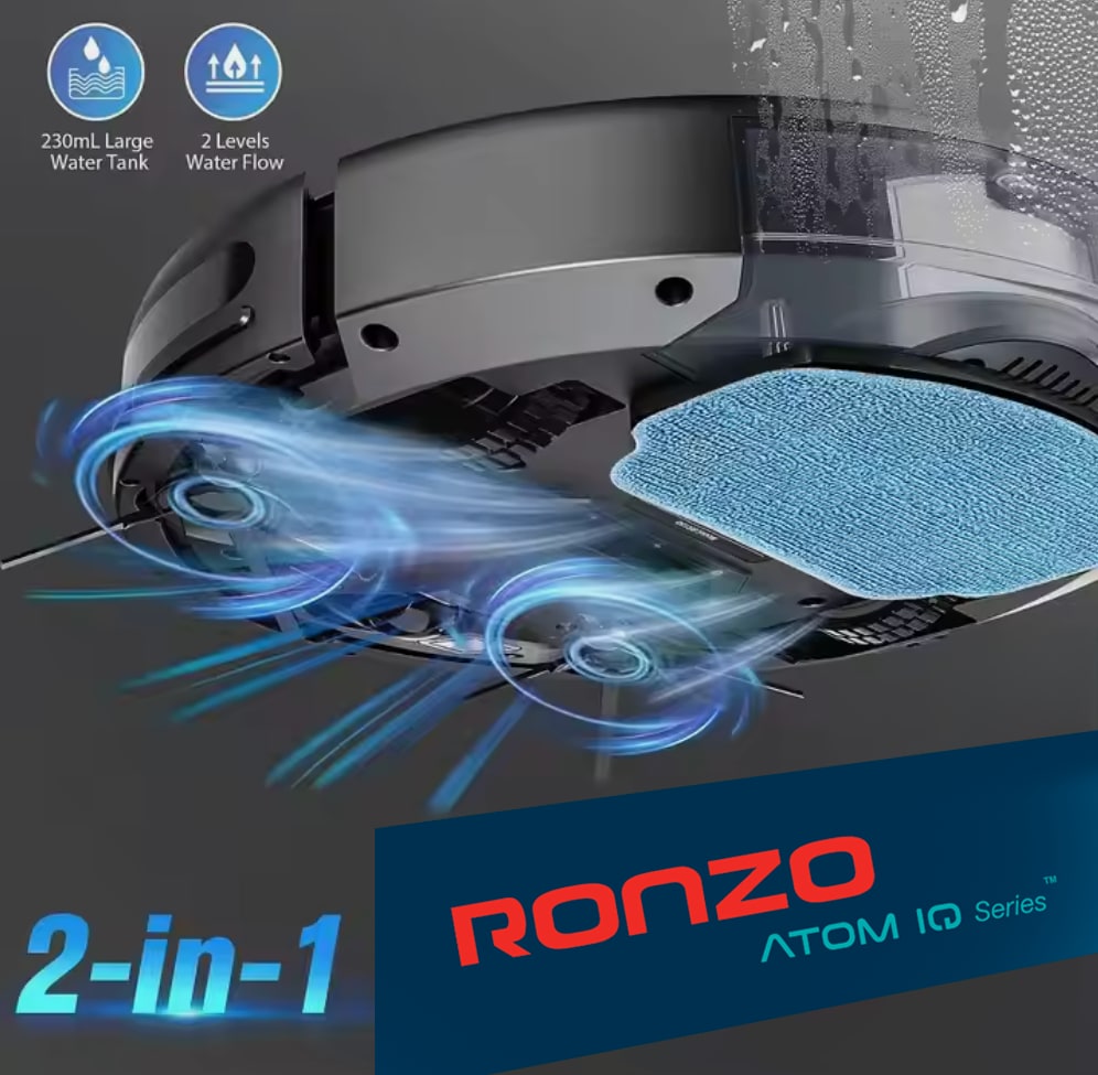 RONZO ATOM IQ Прахосмукачка и подочистачка-робот със станция за зареждане