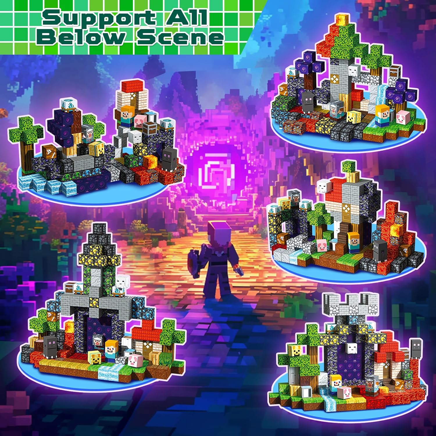 MAGNECRAFT Magnetic Blocks – 200 бр. магнитни кубчета за строене STEM за деца 3+