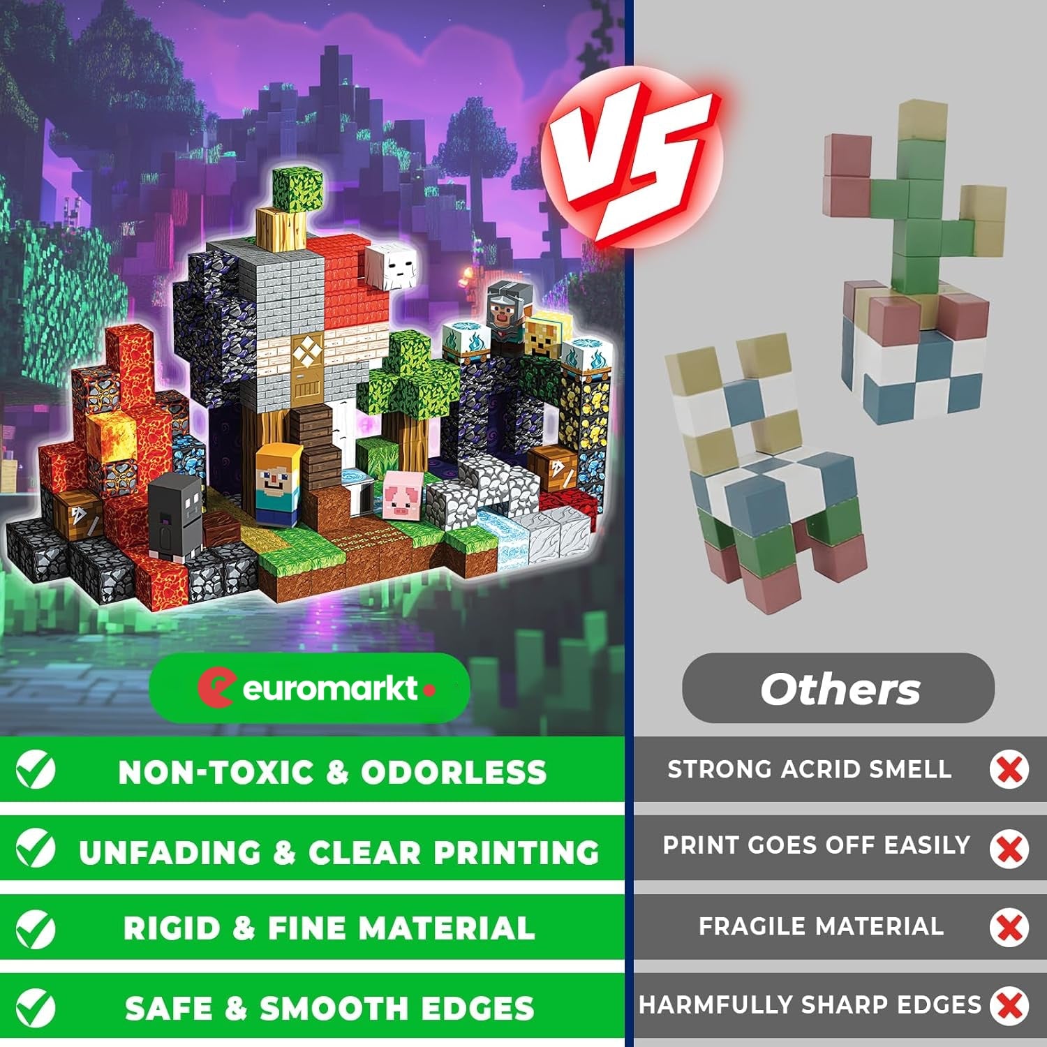 MAGNECRAFT Magnetic Blocks – 200 бр. магнитни кубчета за строене STEM за деца 3+