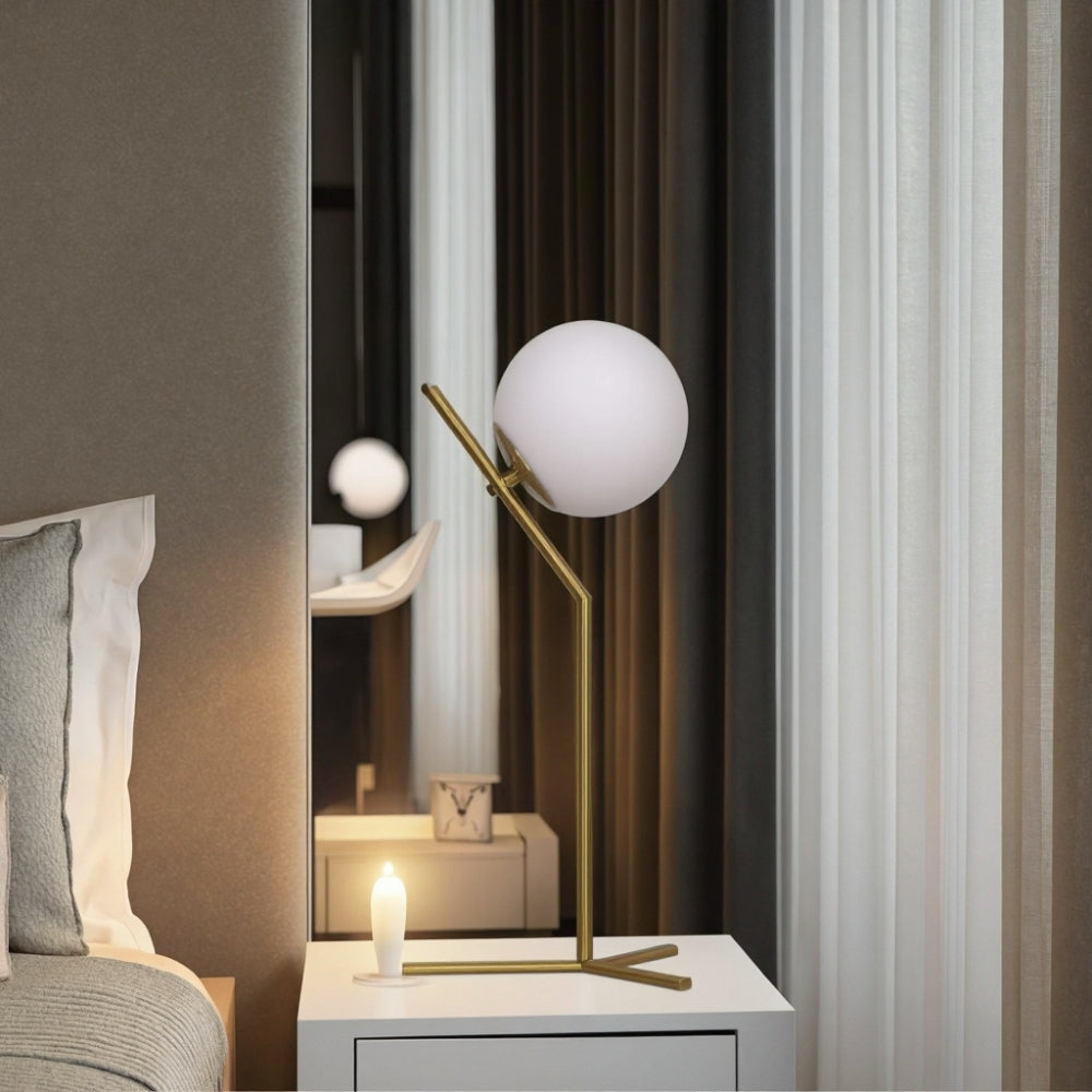 Дизайнерска настолна лампа Alaris, стъкло, метал